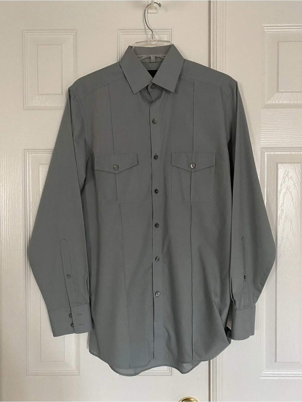 J Ferrar Men’s Gray Long Sleeve Modern Fit Dress Shirt Small 14-14.5